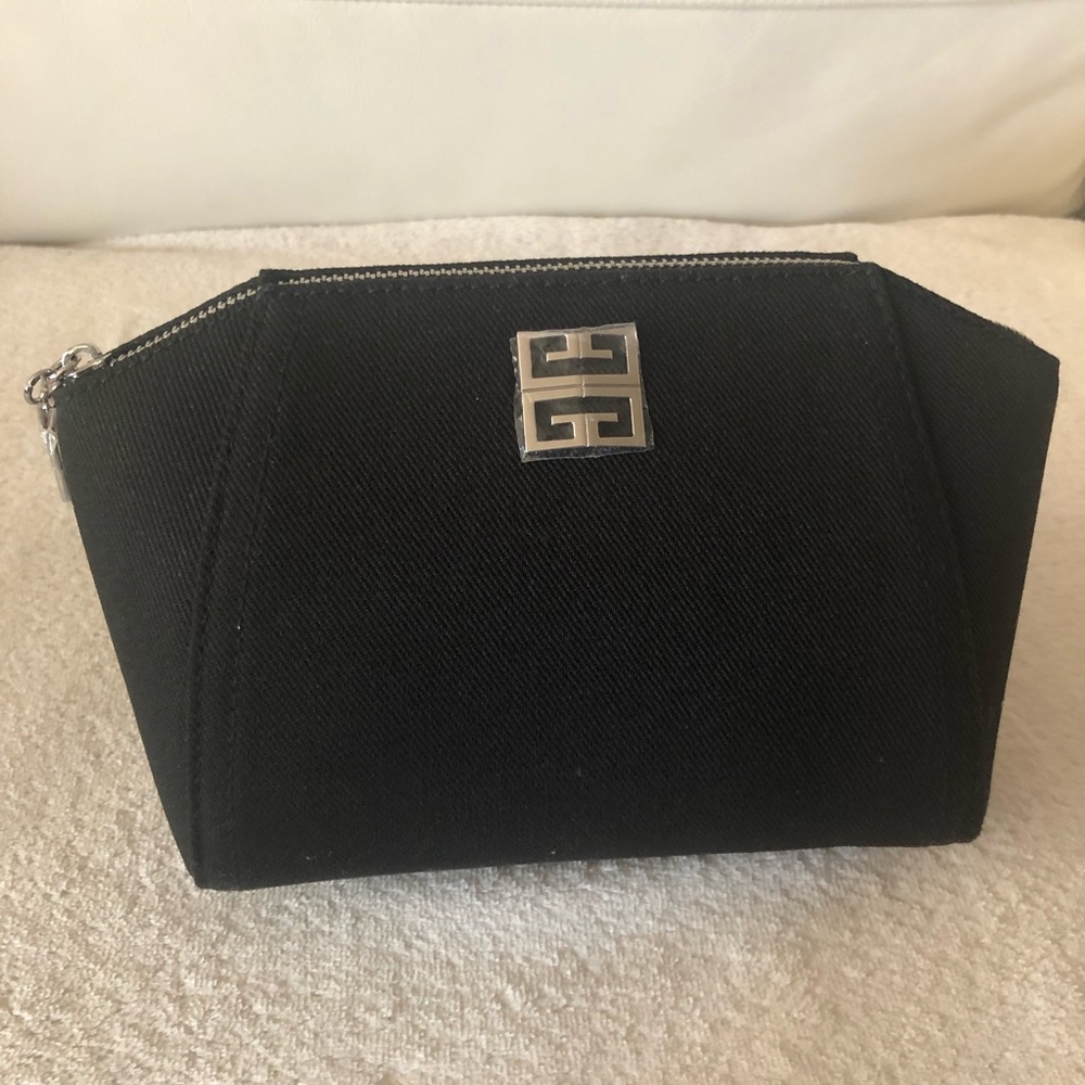 Givenchy Parfum black cosmetic make up bag zip pouch